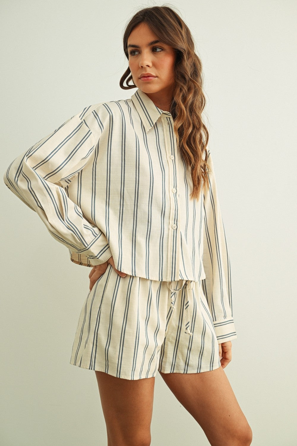 Bayside Stripe Button Down Top
