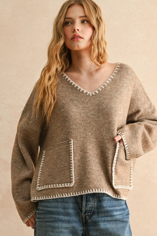 Mocha Stitch Detail Sweater
