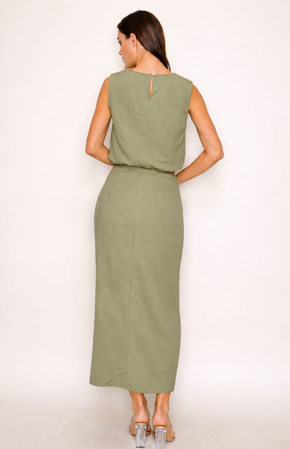 Sage Stroll Wrap Midi Skirt