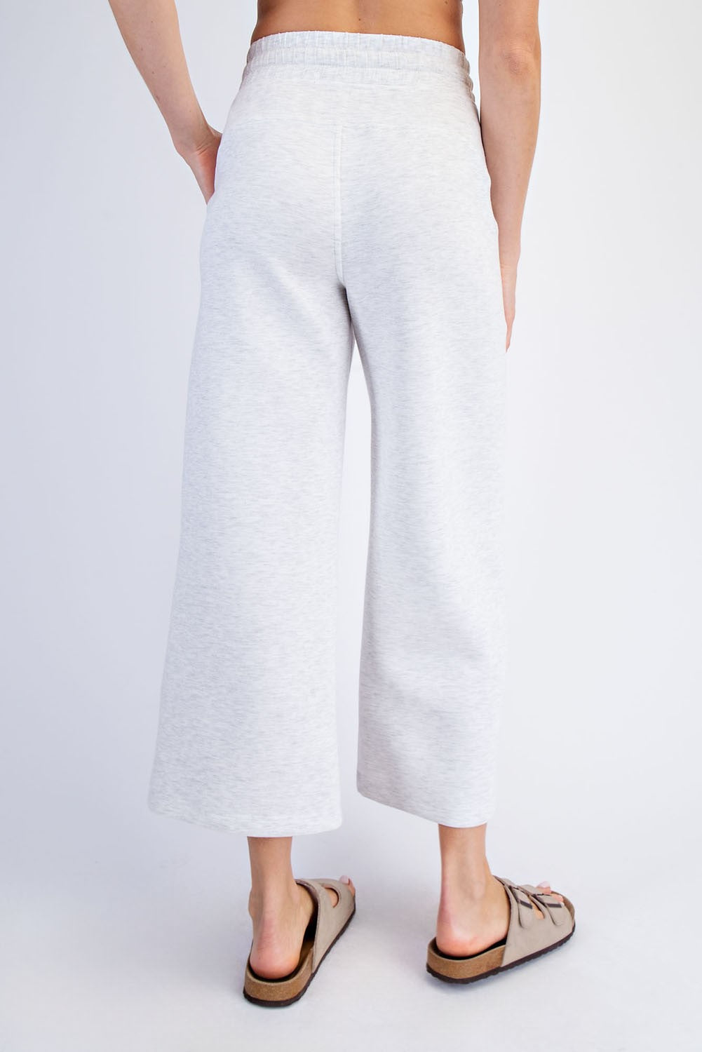 Heather Grey Cropped Scuba Wide Pants