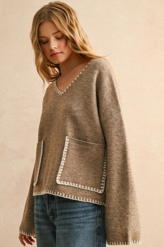 Mocha Stitch Detail Sweater