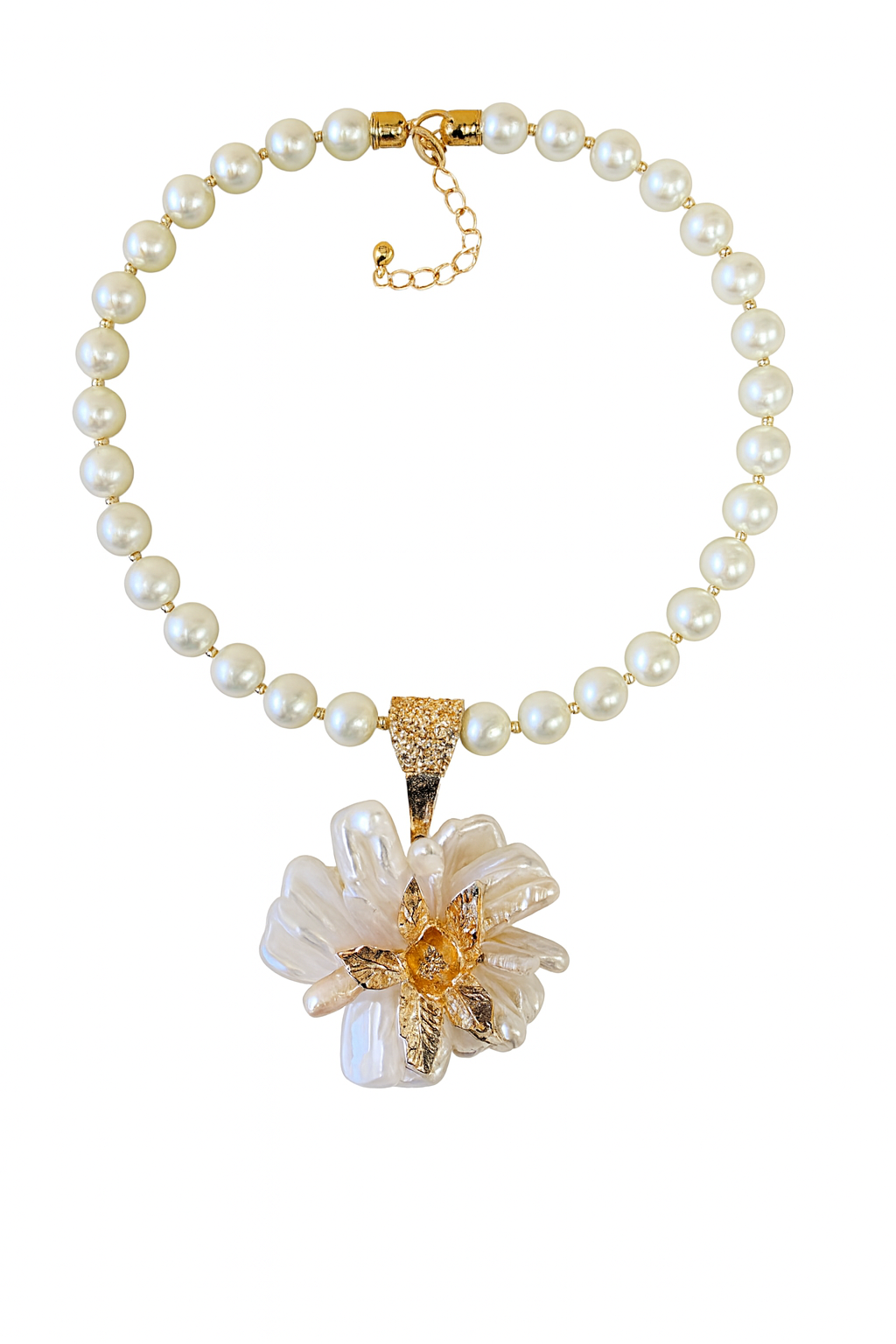 Chunky Pearl Flower Necklace