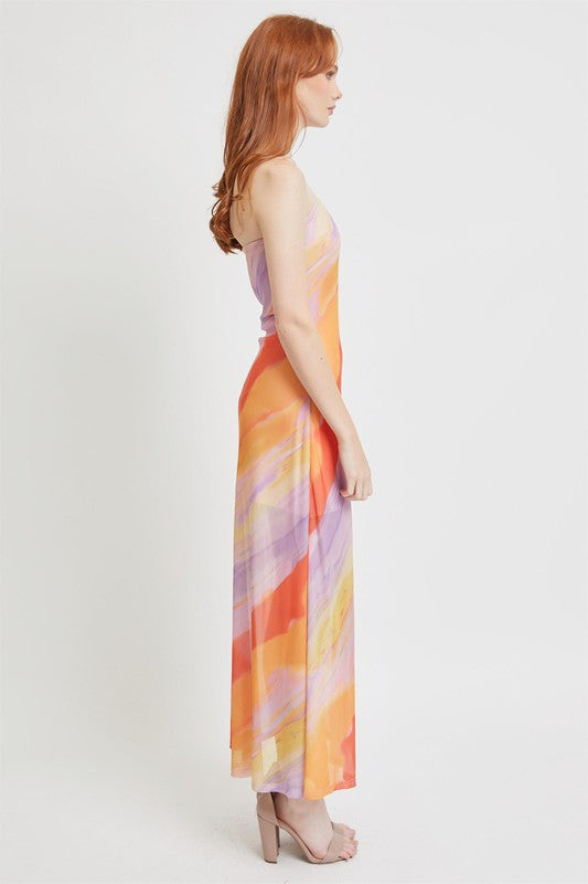 Sunset Watercolor Midi Dress