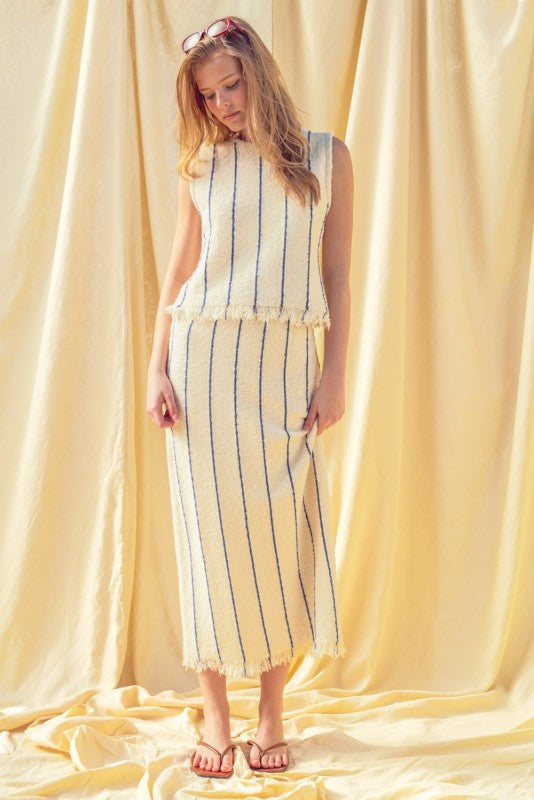 The Capri Stripe Midi Skirt