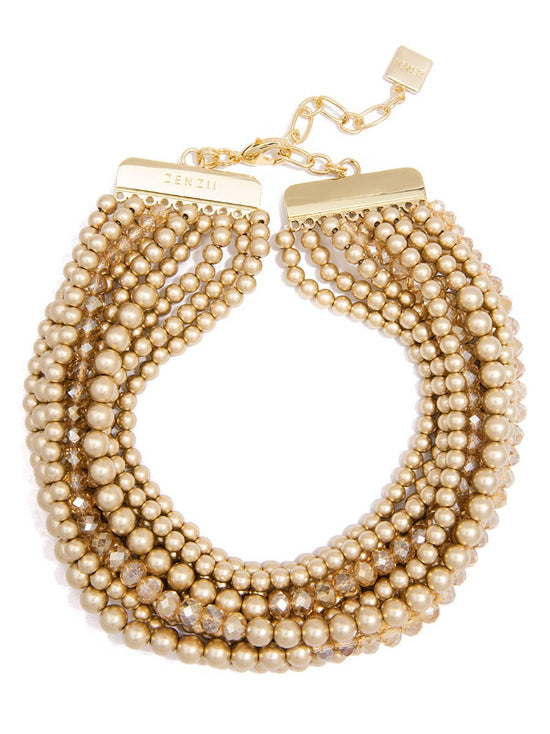 Gold Beaded Collar Necklace