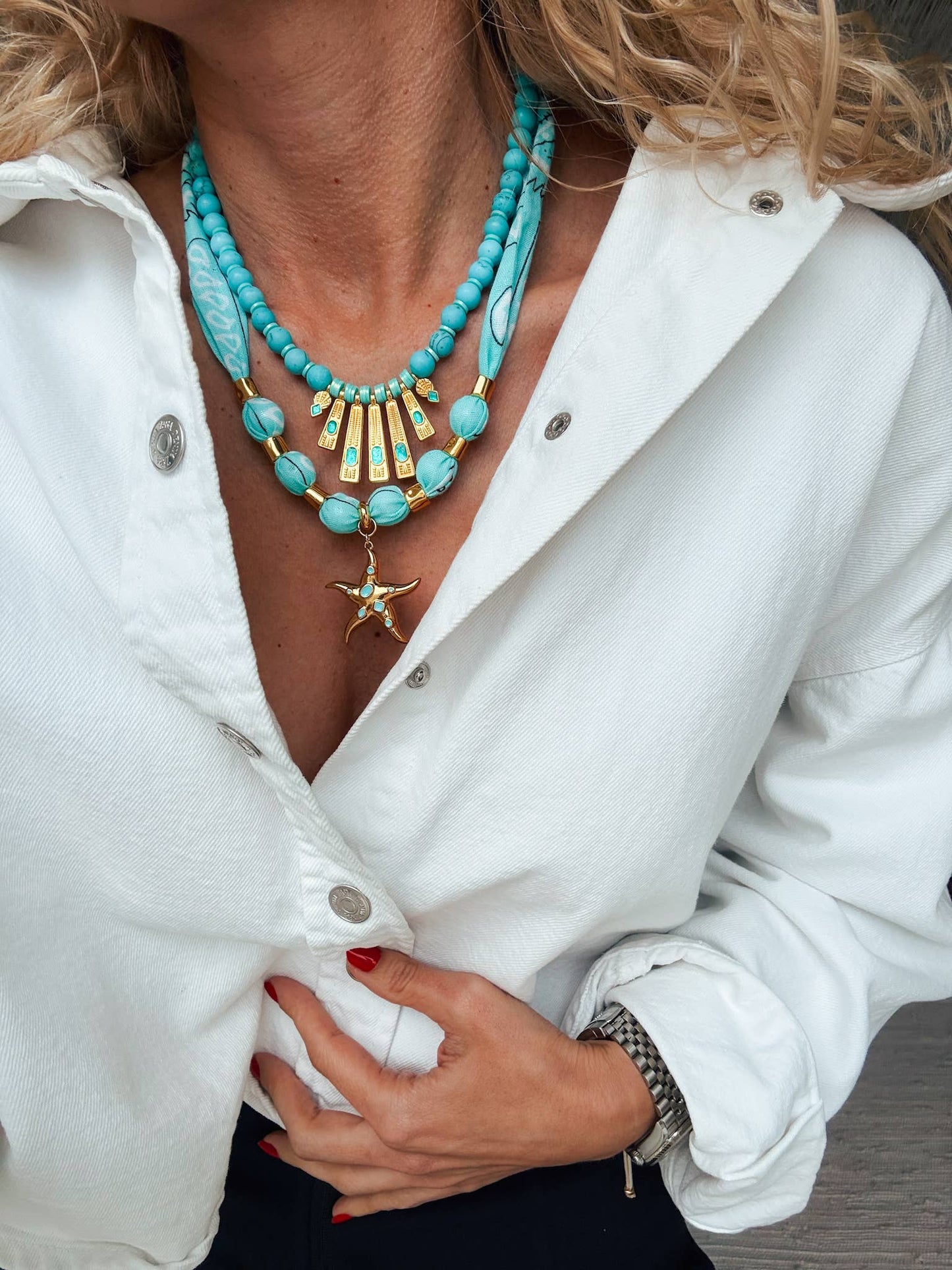 Aqua & Gold Necklace