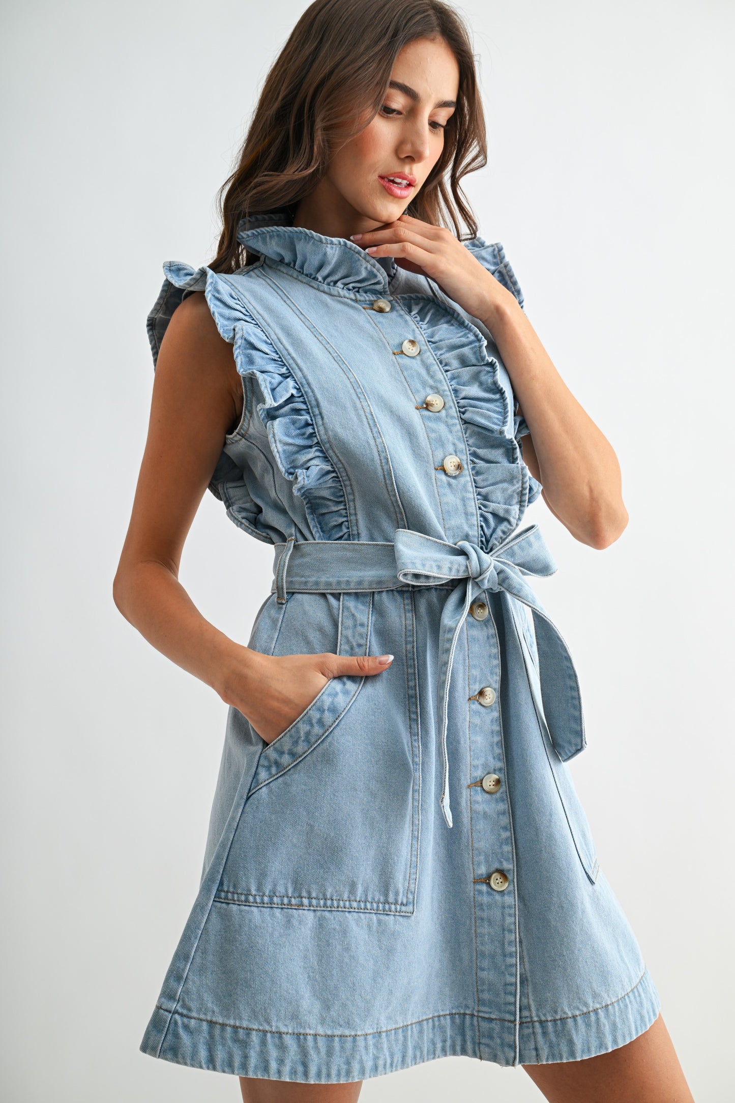 Sweet Carolina Denim Mini Dress (PRE-ORDER/AVAILABLE TO SHIP 8/13)