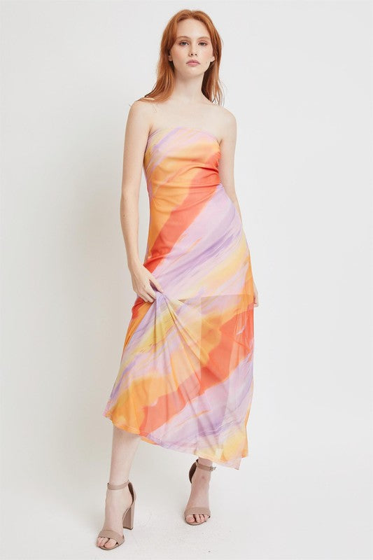 Sunset Watercolor Midi Dress