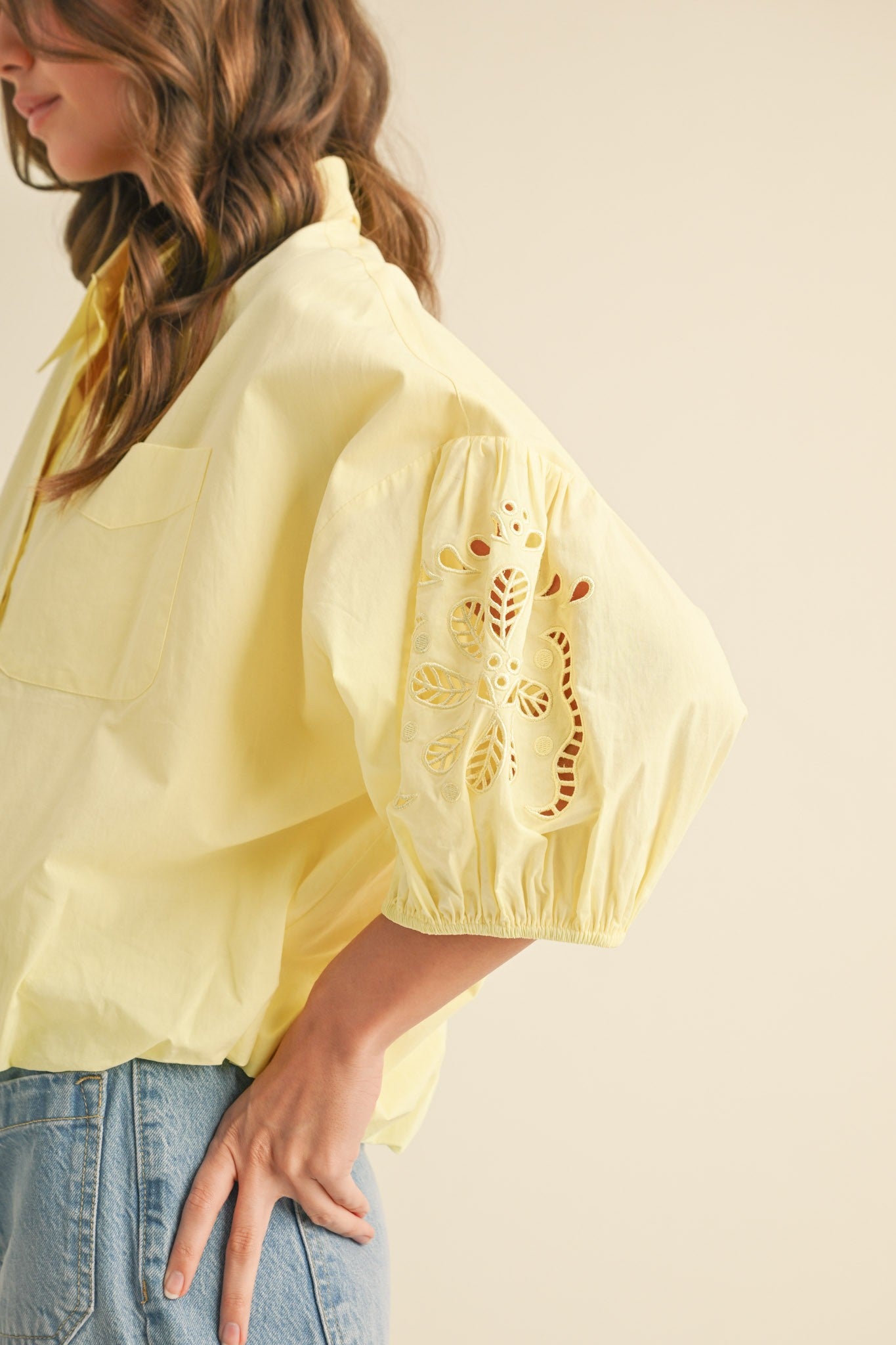 Lemon Drop Eyelet Blouse - PREORDER (AVAILABLE TO SHIP 7/3)
