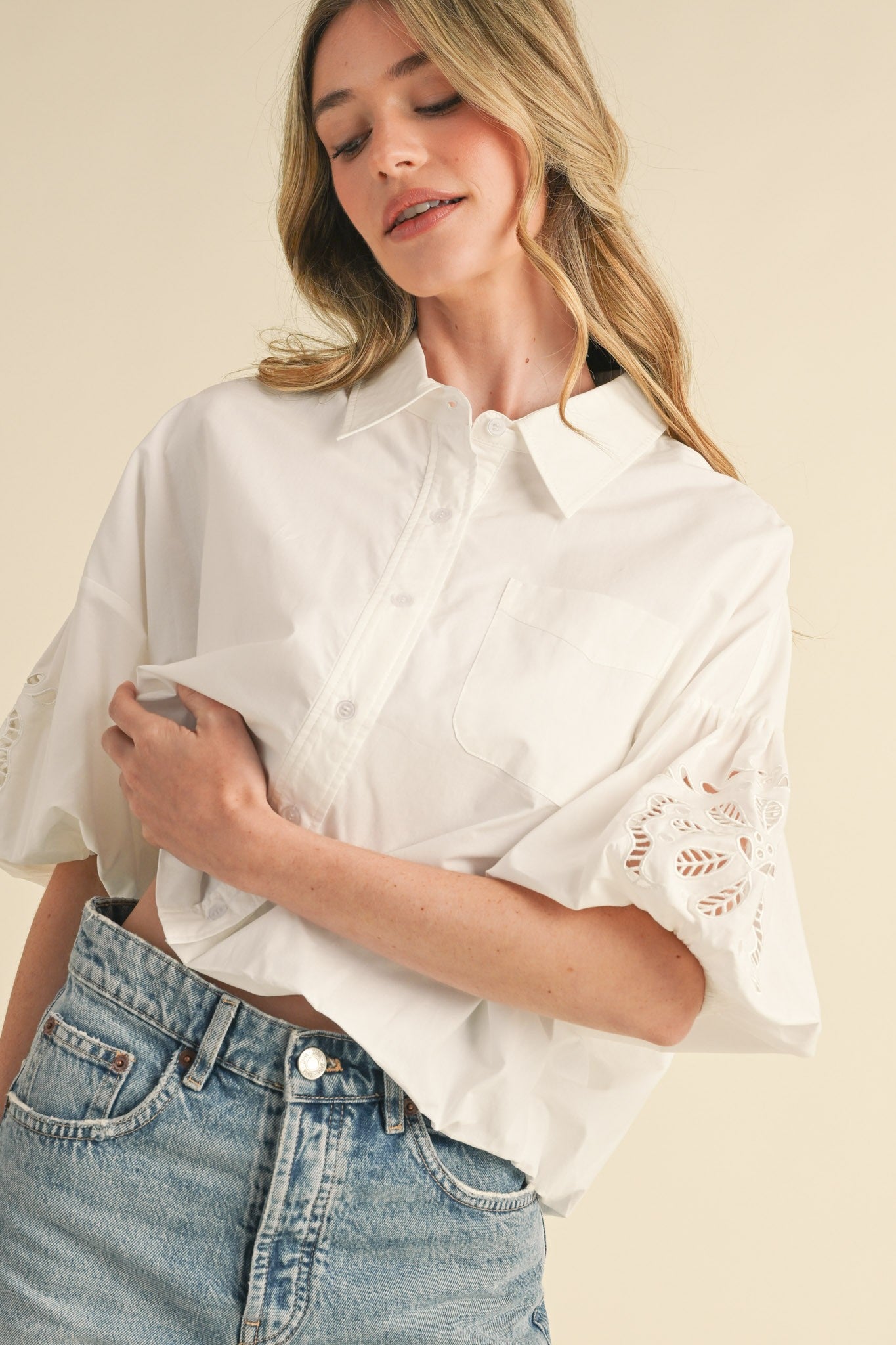 White Willow Eyelet Blouse - PREORDER (AVAILABLE TO SHIP 7/3)