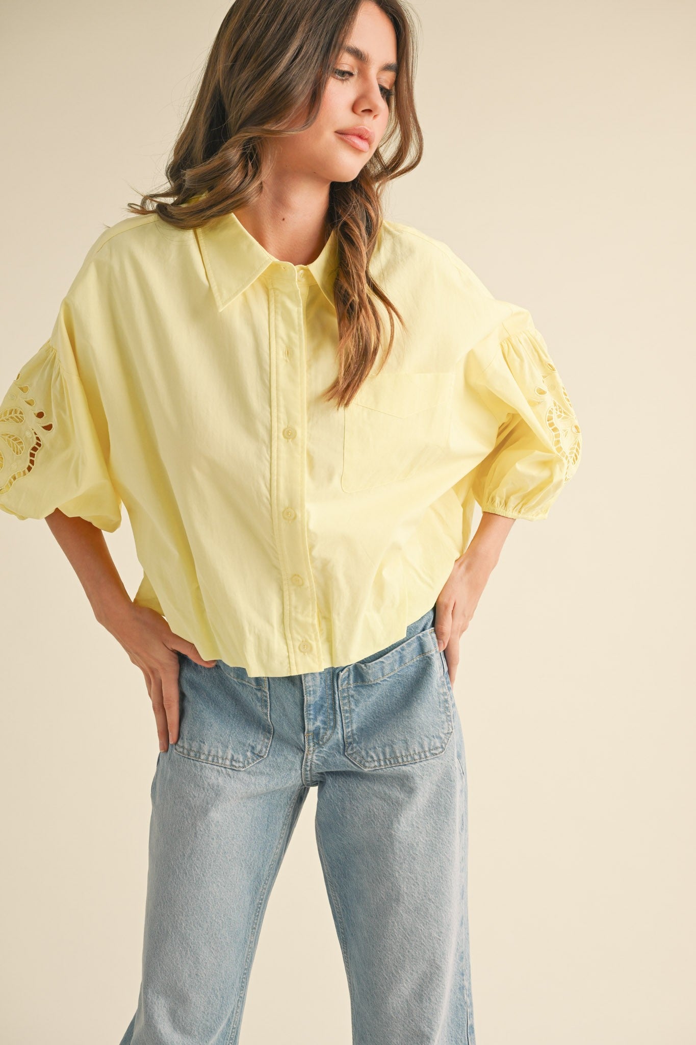 Lemon Drop Eyelet Blouse - PREORDER (AVAILABLE TO SHIP 7/3)