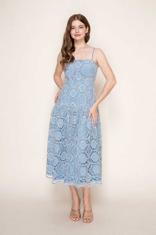 Blue Ivory Midi Dress (PRE-ORDER - AVAILABLE 10/22) RESTOCK!!