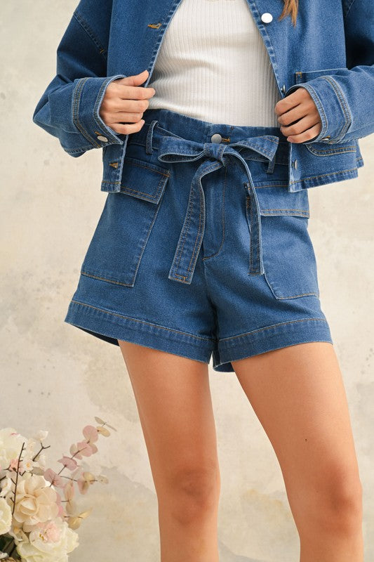The Cali Denim Tie-Waist Shorts