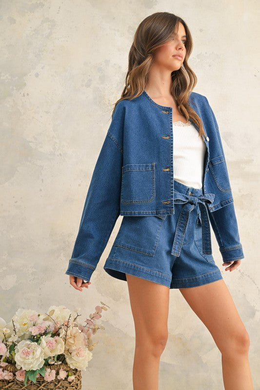 The Cali Denim Tie-Waist Shorts