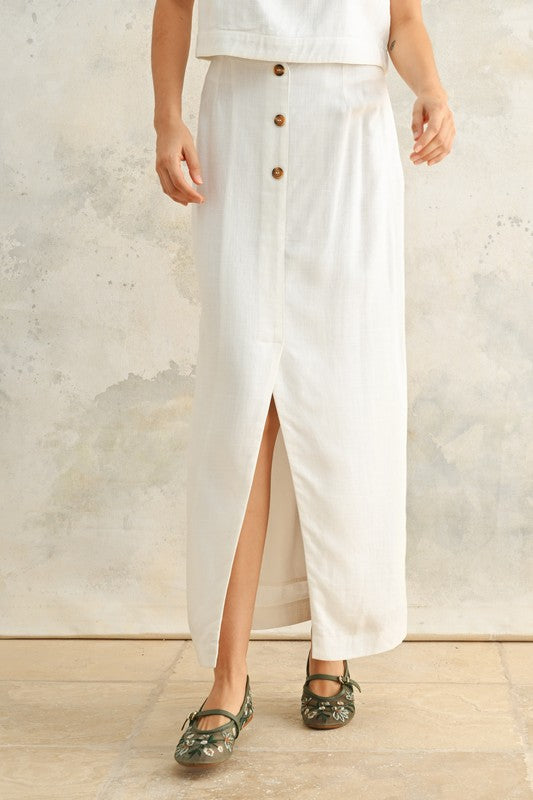 Coastal Linen Midi Skirt