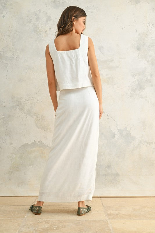 Coastal Linen Midi Skirt