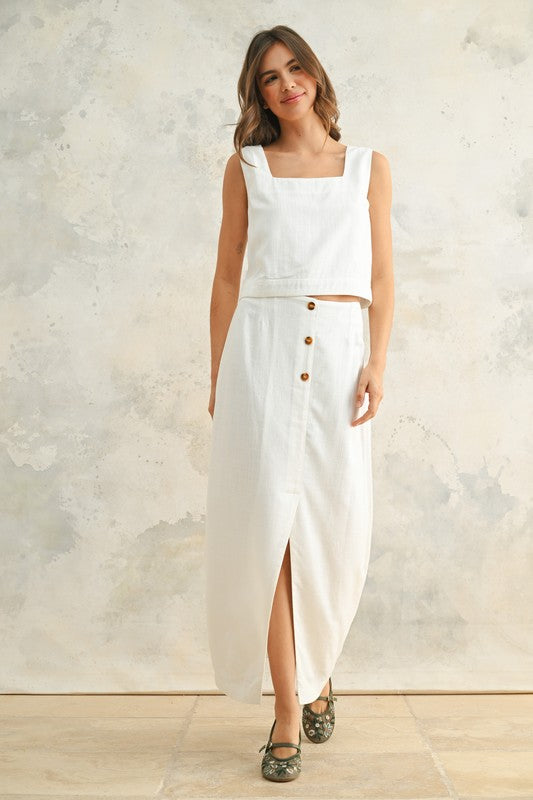 Coastal Linen Midi Skirt