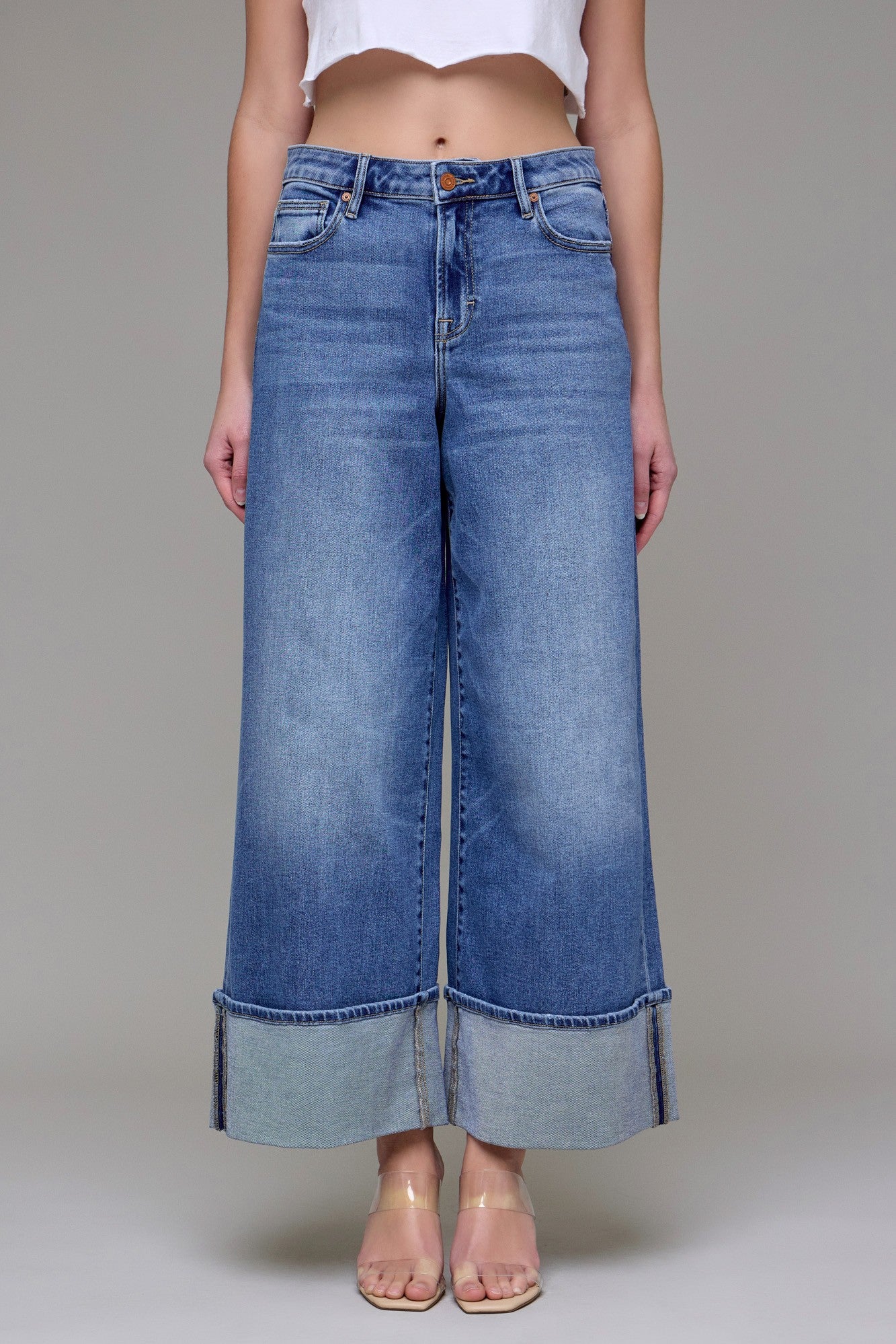 Nori Wide Leg Cuffed Jeans