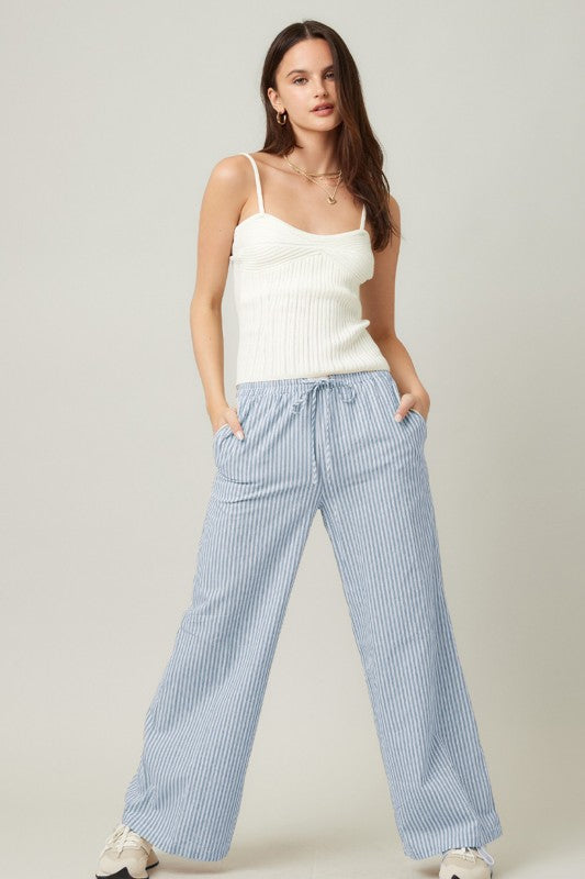 Blue Tide Stripe Linen Pants