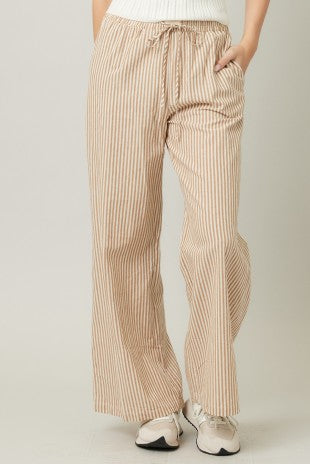 Sofie Striped Wide Leg Pants - Taupe
