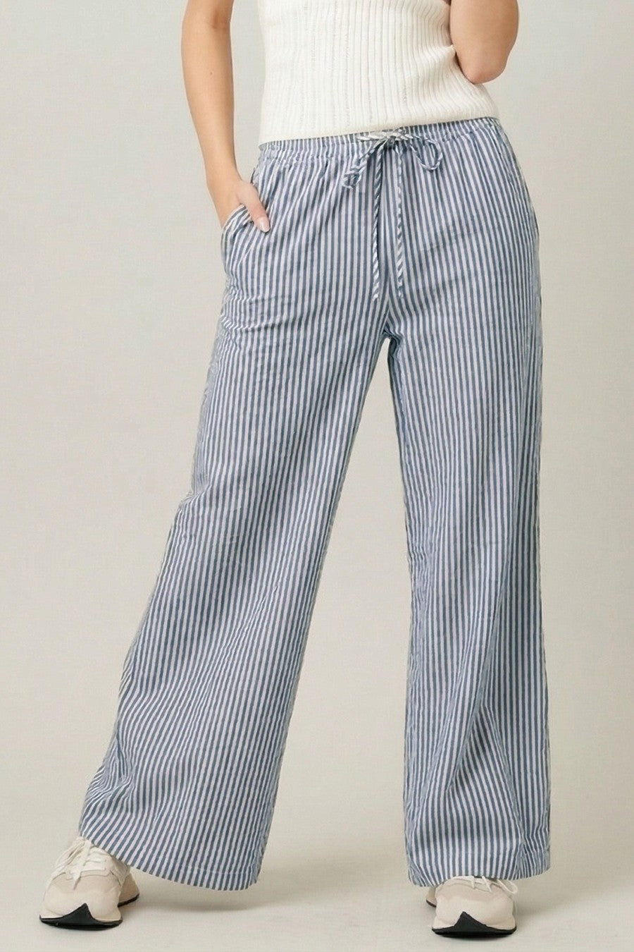 Blue Tide Stripe Linen Pants