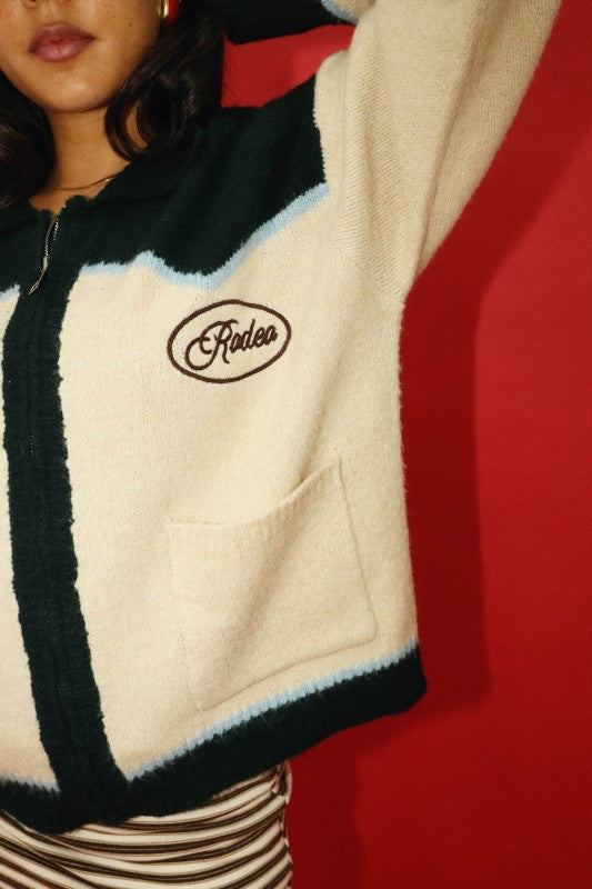 Rodeo Embrodiered Zip Up Cardigan