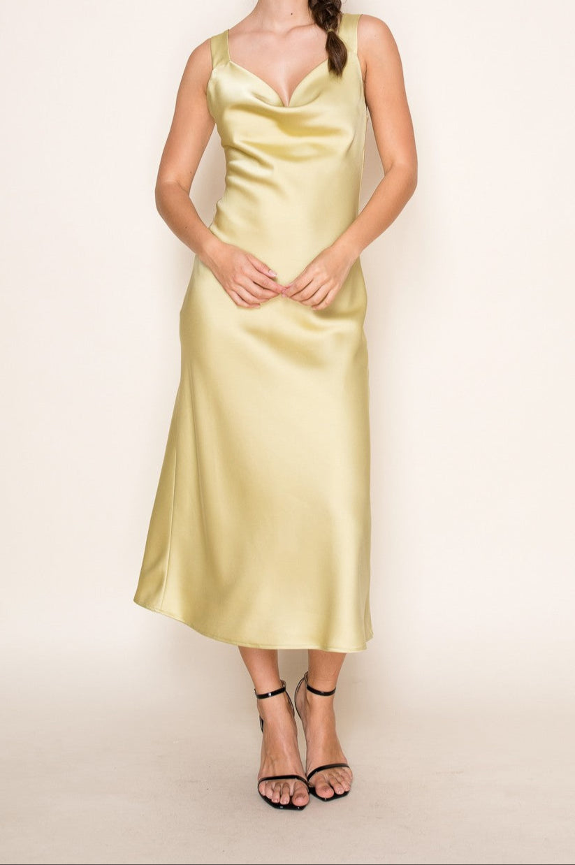 Sage Serenity Satin Dress