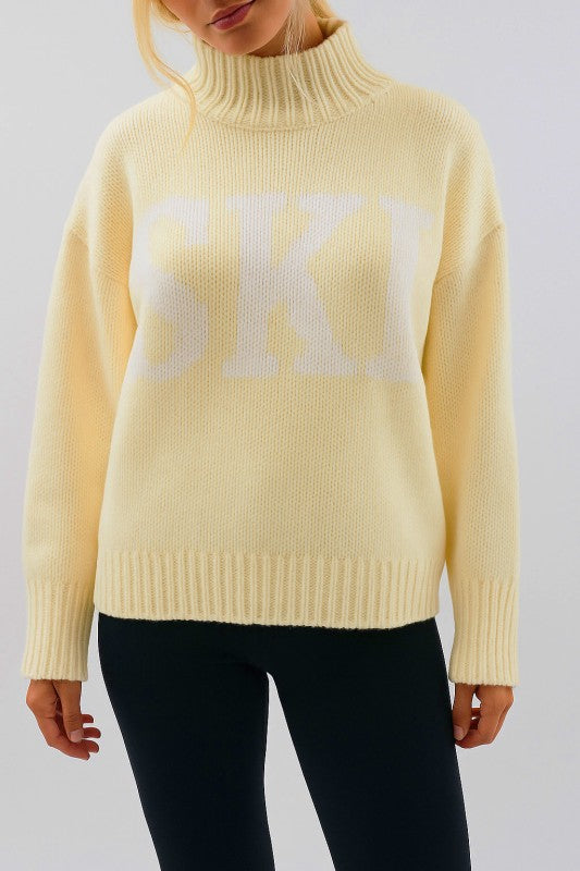 Ski Oversized Pullover Sweater - Yellow