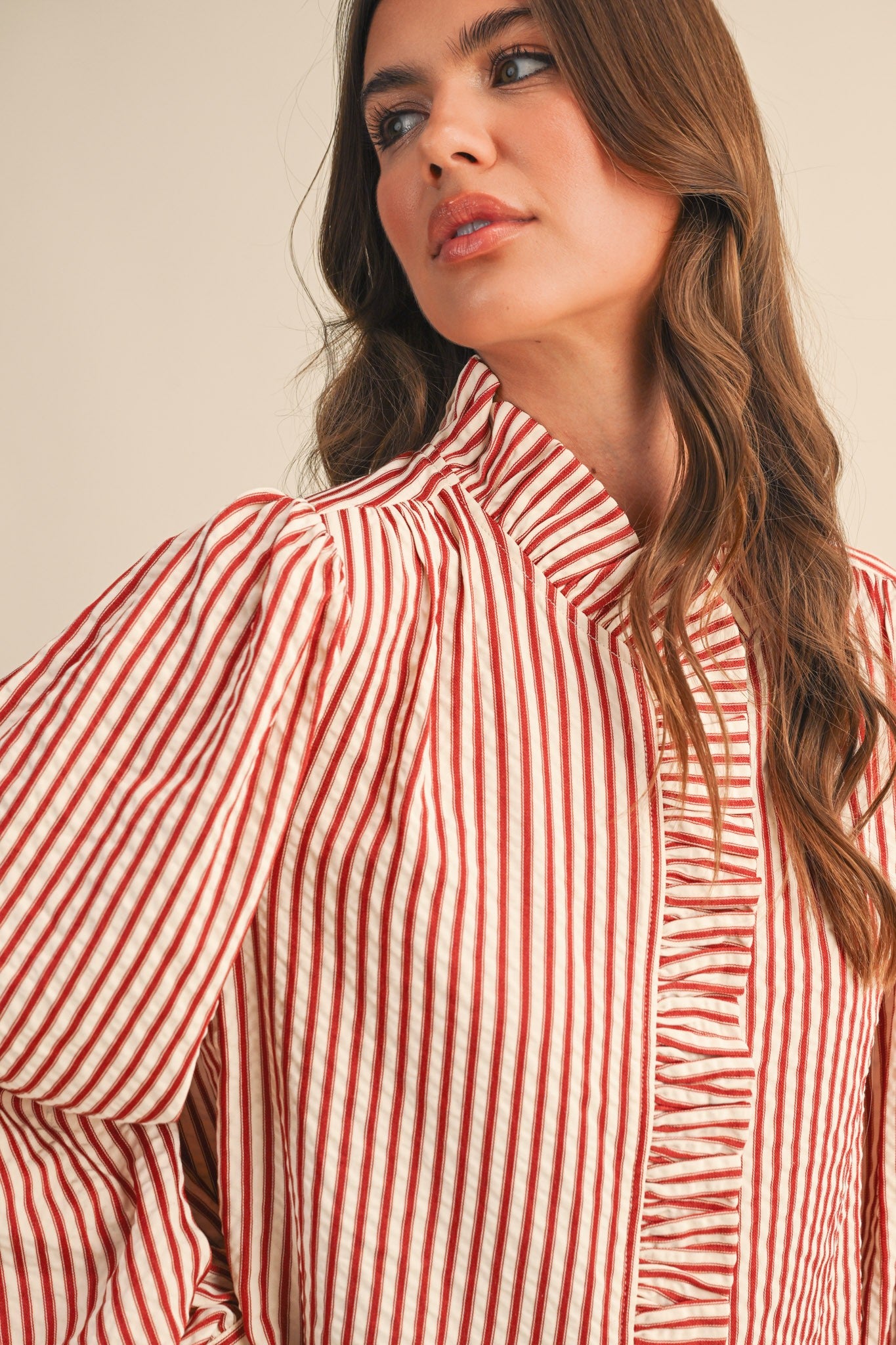 Emma Ruffled Stripe Blouse