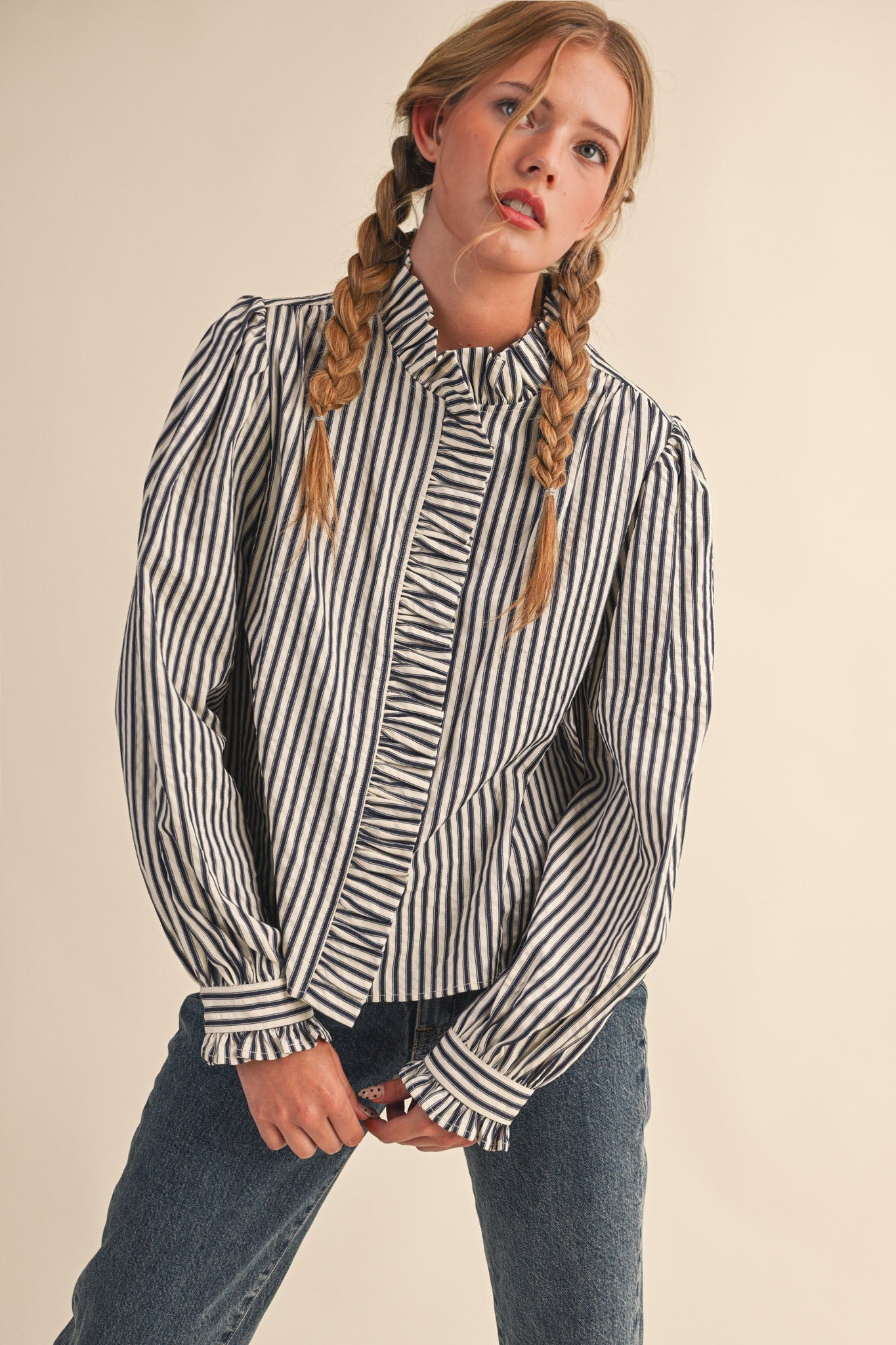 Layla Ruffled Stripe Blouse