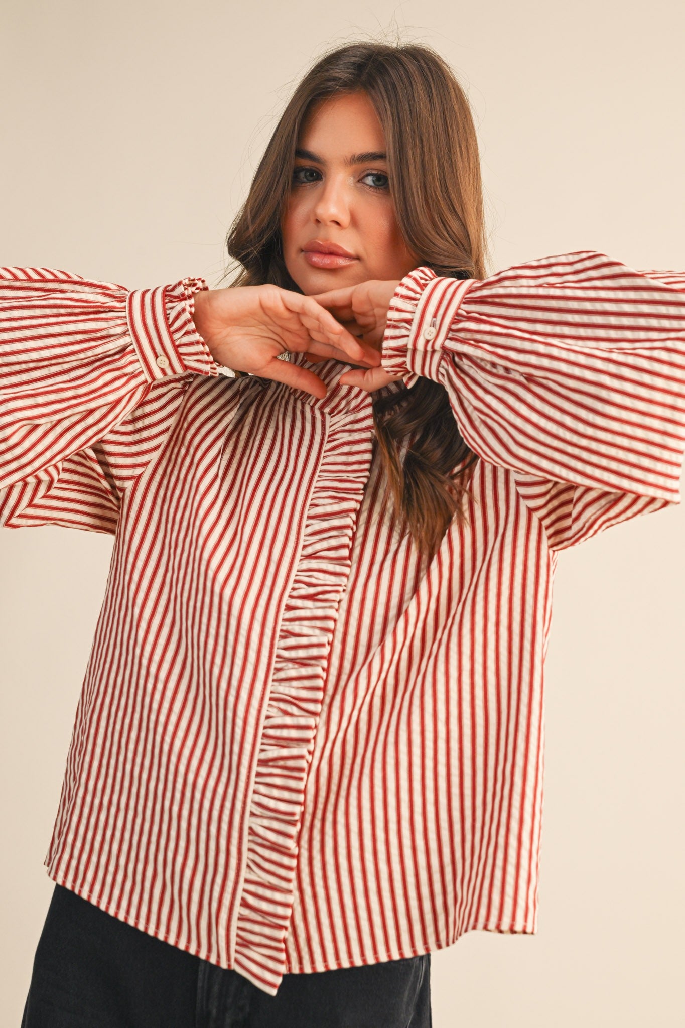 Emma Ruffled Stripe Blouse
