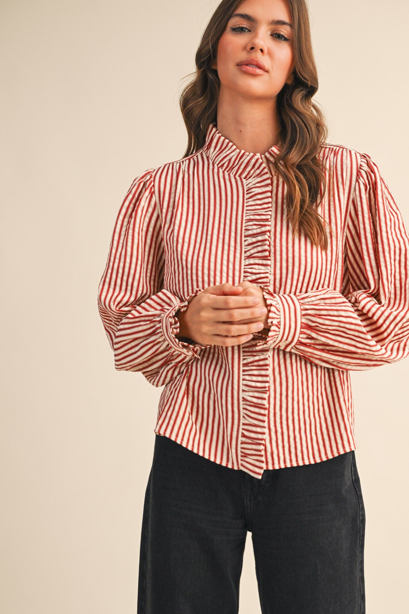 Emma Ruffled Stripe Blouse