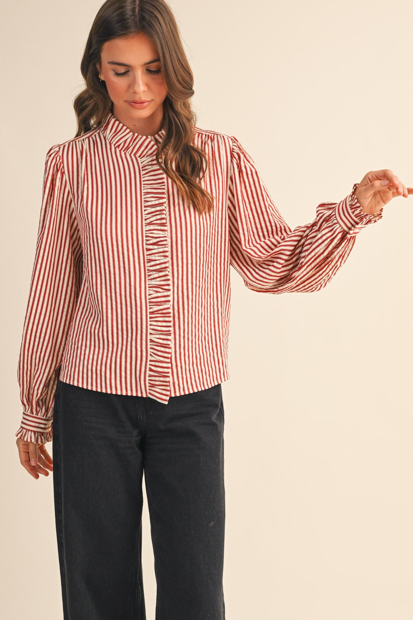 Emma Ruffled Stripe Blouse