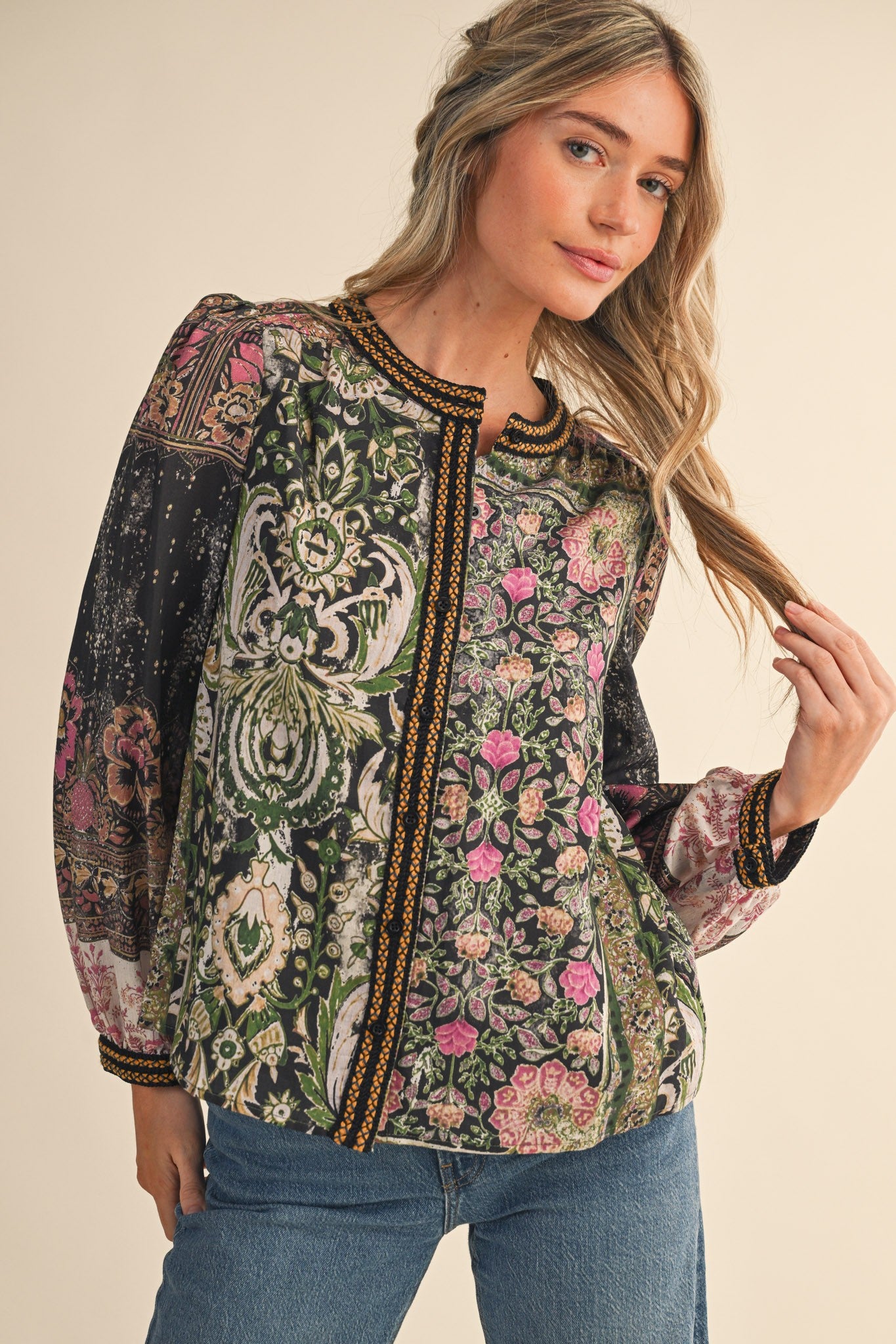 Garden Reverie Button-Down Blouse