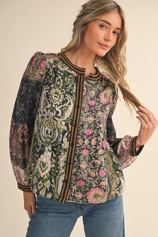 Garden Reverie Button-Down Blouse