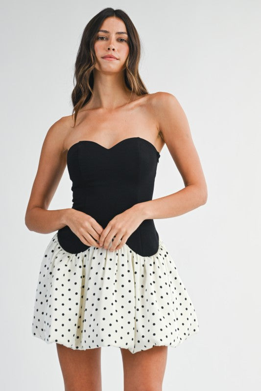 The Sweetheart Soirée Mini Polka Dot Dress