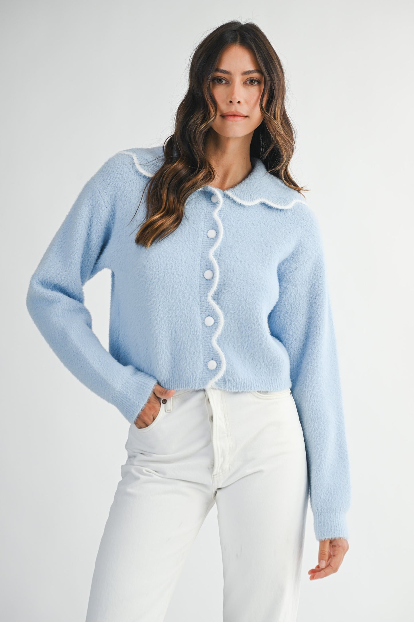 Sally Scallop Edge Collar Cardigan (PRE-ORDER - AVAILABLE 10/24)