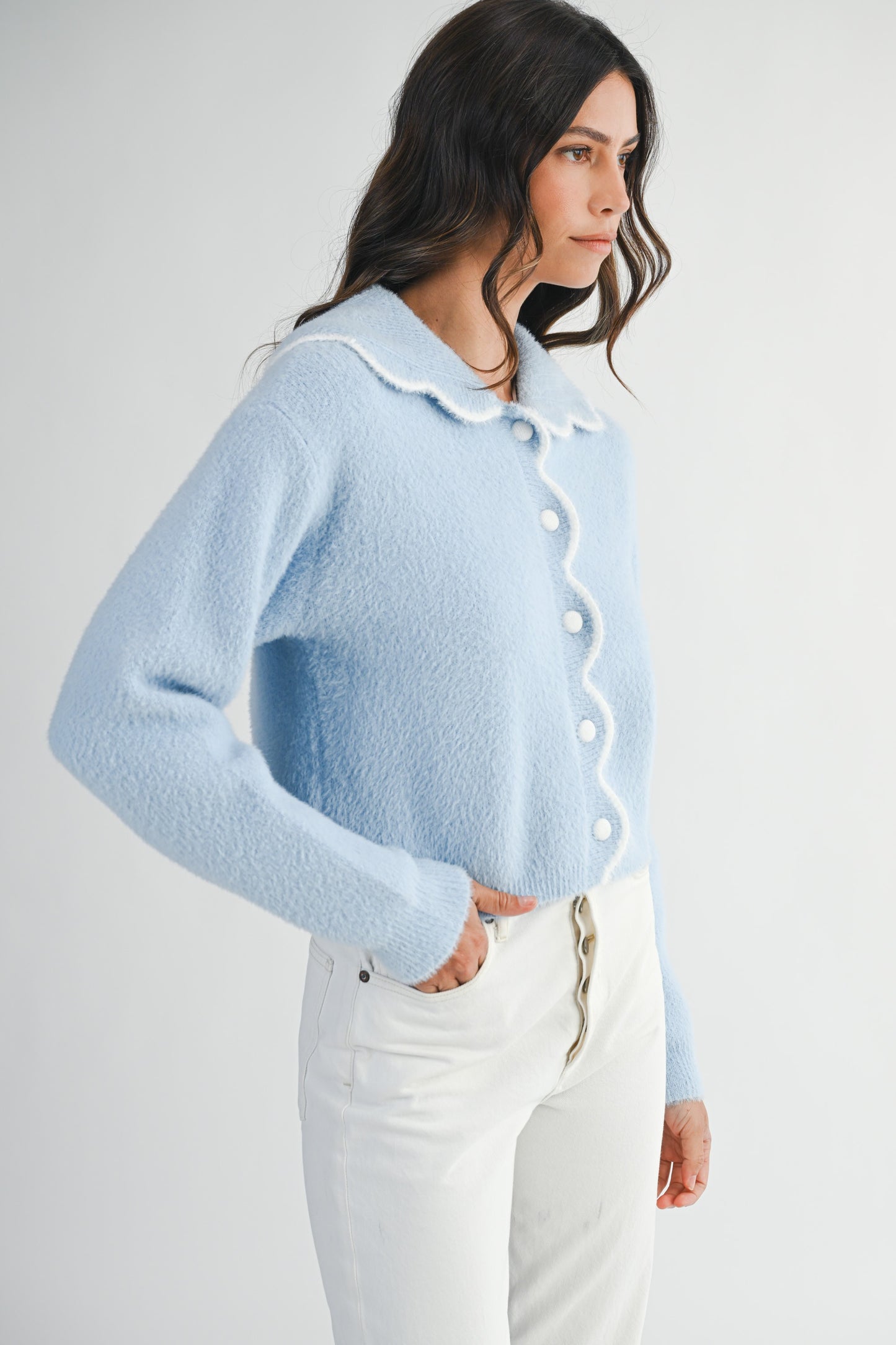 Sally Scallop Edge Collar Cardigan (PRE-ORDER - AVAILABLE 10/24)