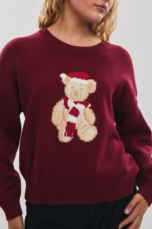 Santa Teddy Bear Graphic Sweater (PRE-ORDER - AVAILABLE 10/24)