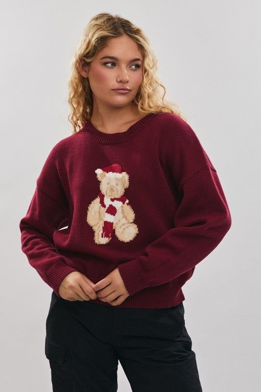Santa Teddy Bear Graphic Sweater (PRE-ORDER - AVAILABLE 10/24)