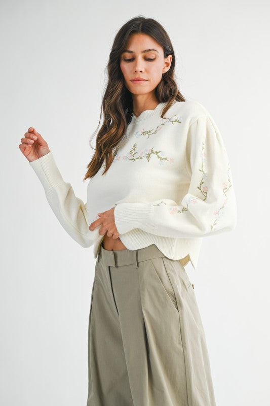 The Meadow Bloom Scallop Sweater