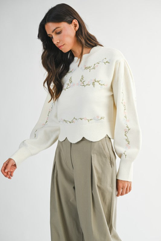 The Meadow Bloom Scallop Sweater