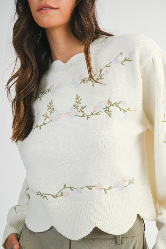 The Meadow Bloom Scallop Sweater