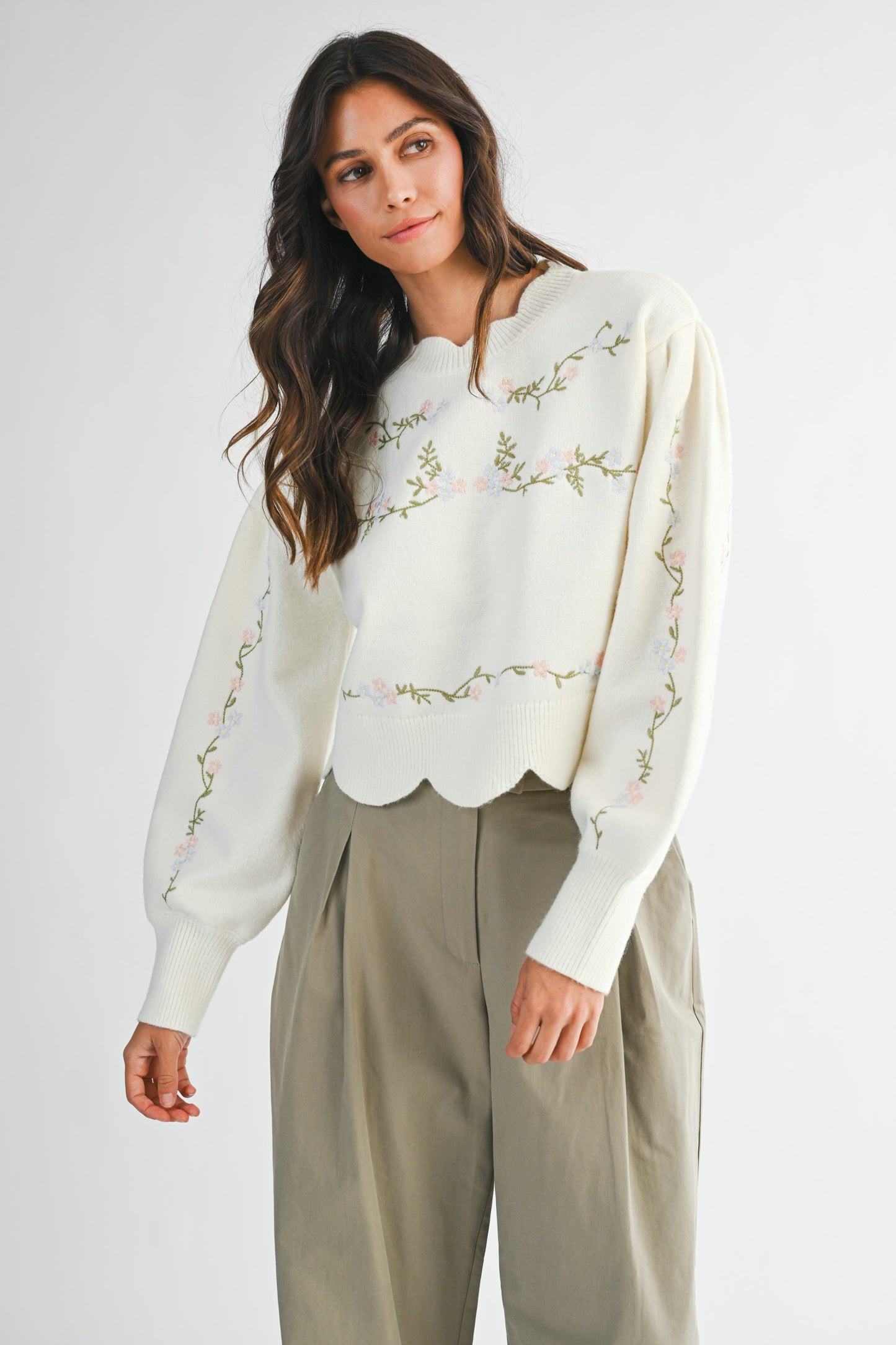The Meadow Bloom Scallop Sweater