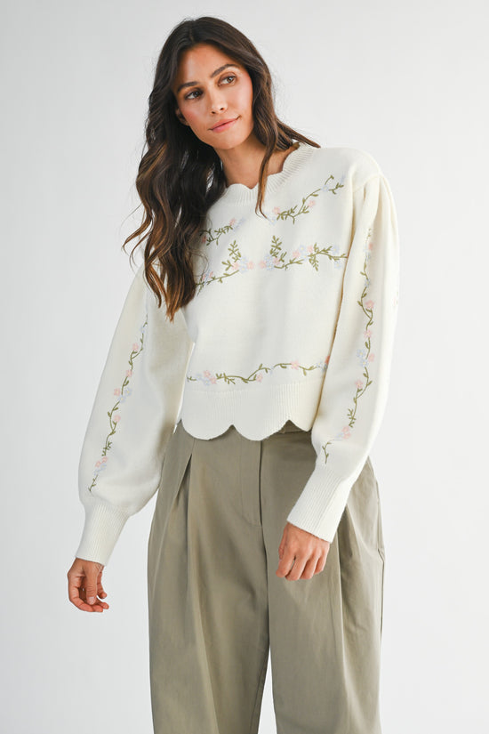 The Meadow Bloom Scallop Sweater