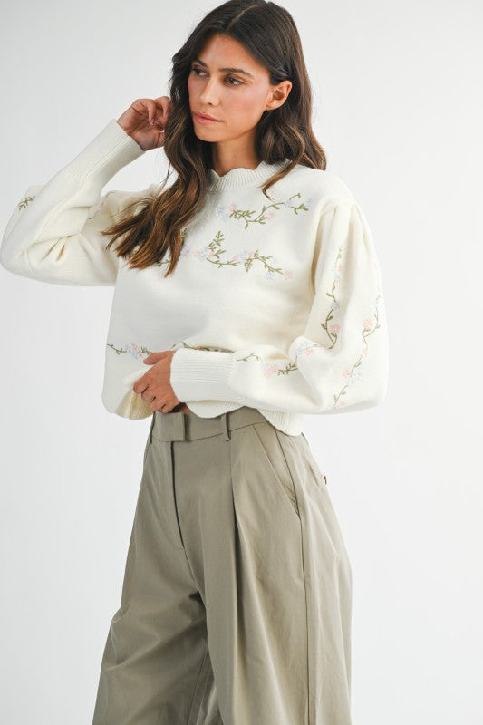 The Meadow Bloom Scallop Sweater