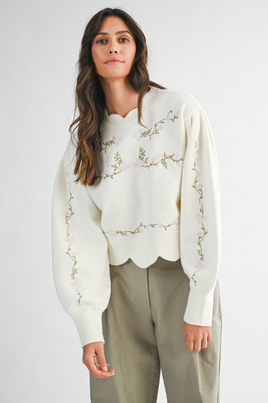 The Meadow Bloom Scallop Sweater