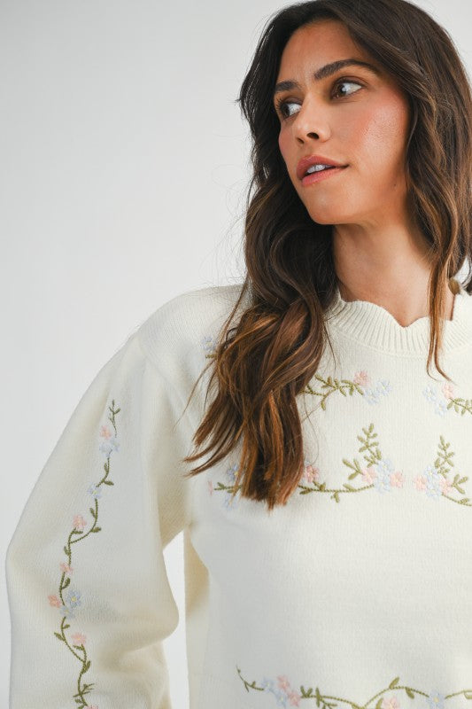 The Meadow Bloom Scallop Sweater