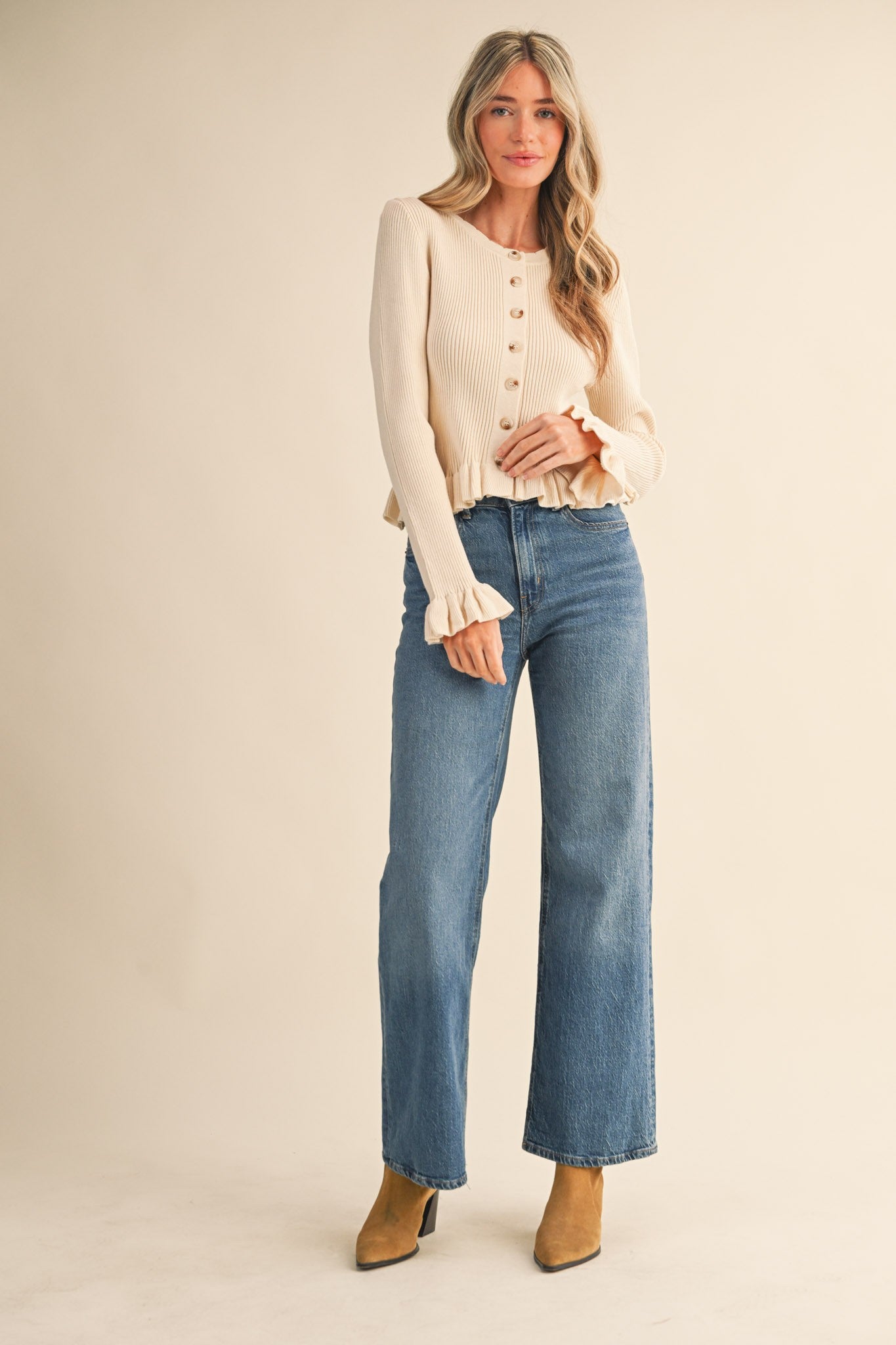 Ivory Charm Ruffled Cardigan - PREORDER (AVAILABLE TO SHIP 7/3)