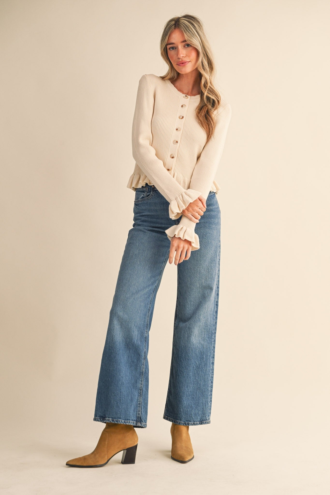 Ivory Charm Ruffled Cardigan - PREORDER (AVAILABLE TO SHIP 7/3)